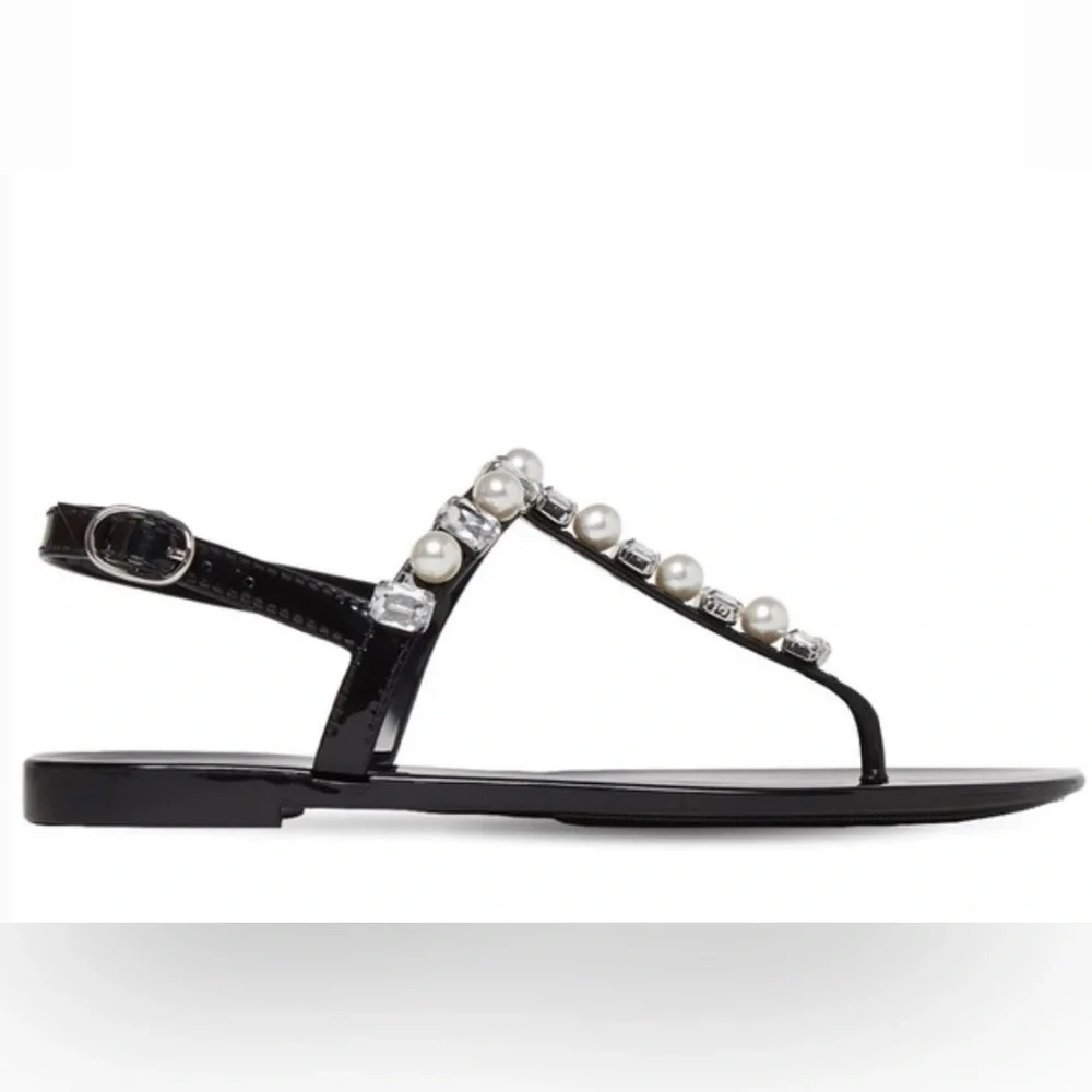 Stuart‎ Weitzman Goldie pearl and stone embellished sandals